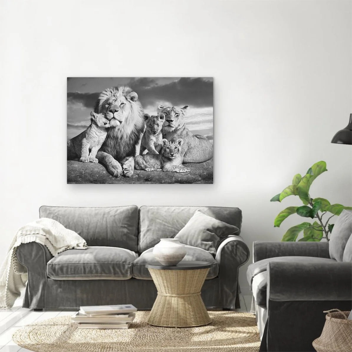 Lion Family B&W