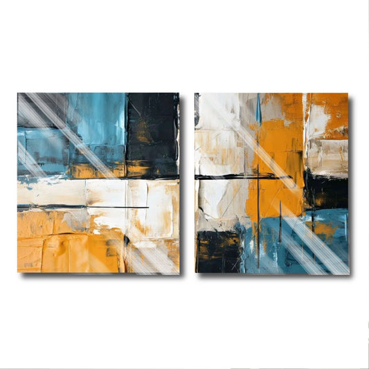 Set Abstract Orange And Blue Duo