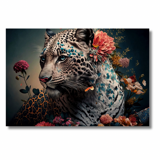 Leopard with Flowers