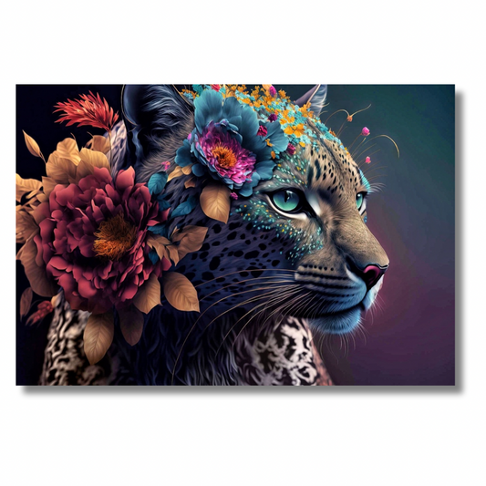 Leopard with Flowers