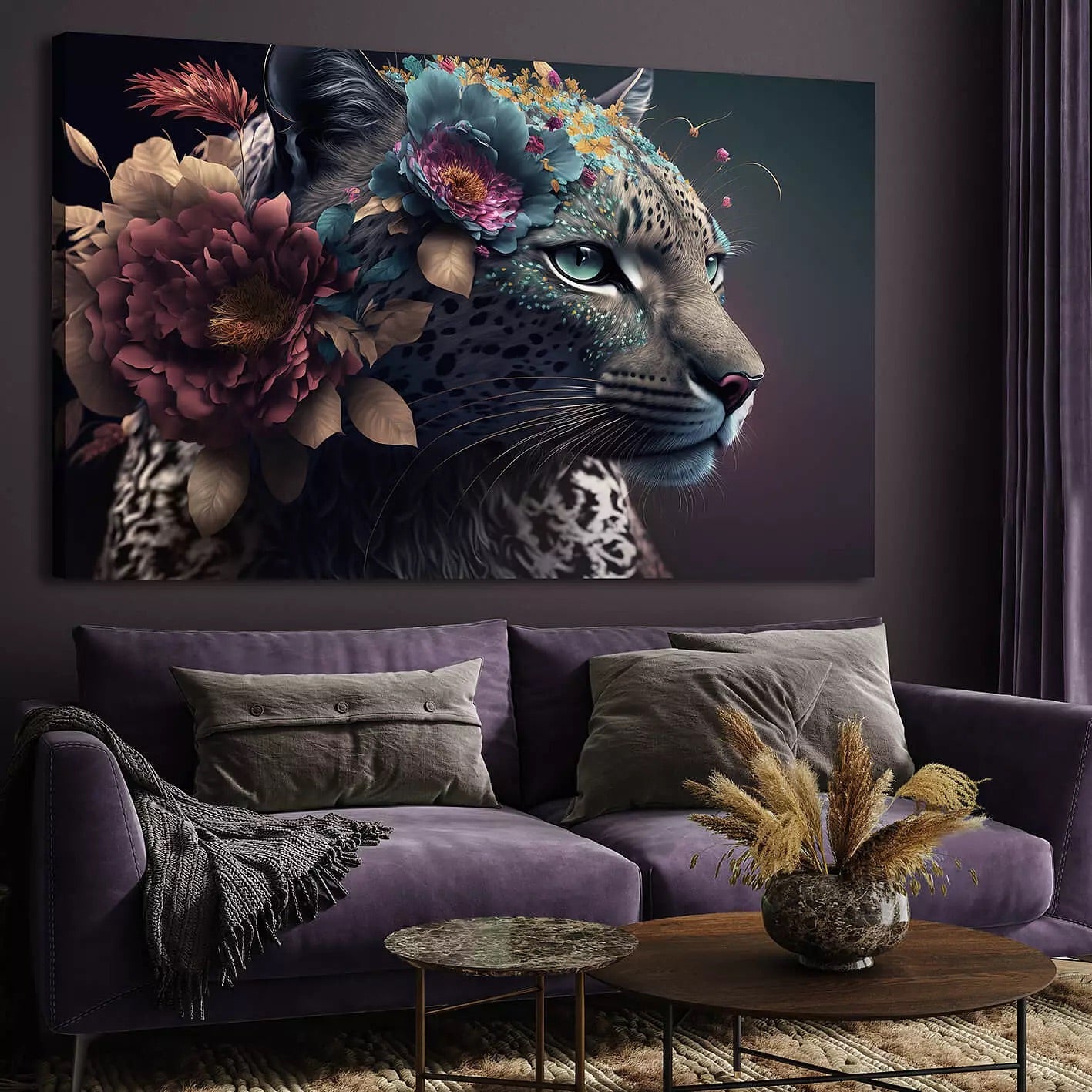 Leopard with Flowers