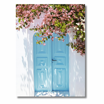 Blue Door with Flowers