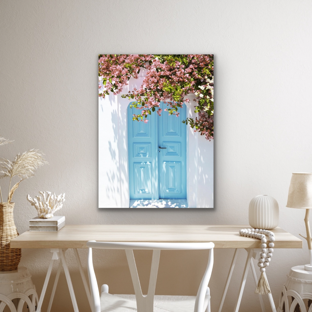 Blue Door with Flowers