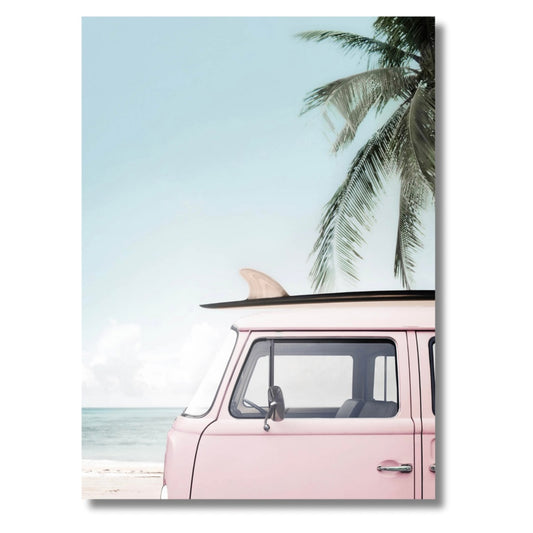 Pink Car and Beach