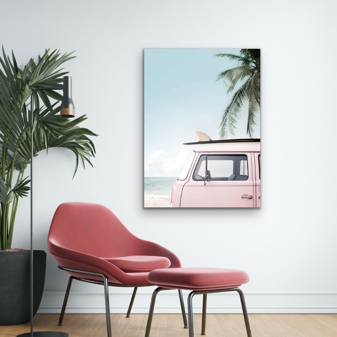 Pink Car and Beach