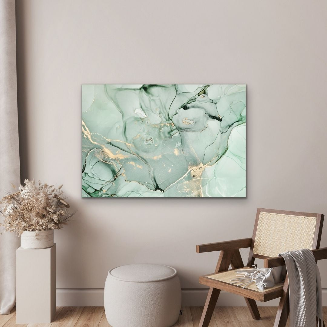 Mint and Gold Abstract